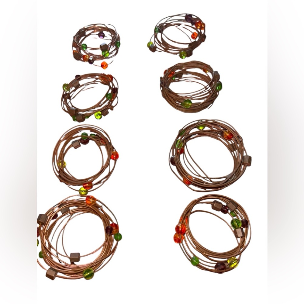 Set of 8 Napkin Rings with Beads